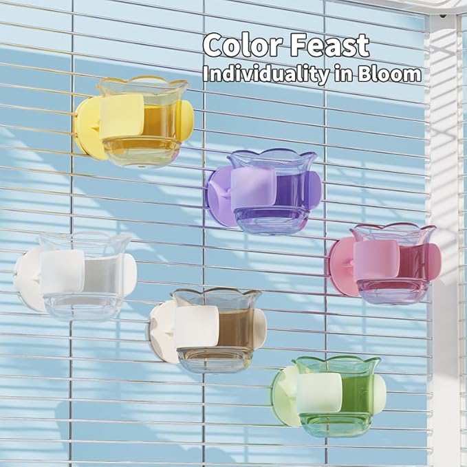 2pcs/4pcs PET Bird Bowls with Clamp, Bird Cage Feeder, Durable Water Bowl, Feeding Cups, Water Feeder for Cockatiel, Parakeet, Macaw, Finches, Lovebirds, Small Animals Gray (Pink, 4pcs)