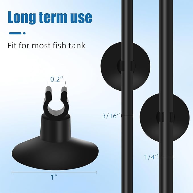 AQUANEAT 14Feet Aquarium Airline Tubing, Standard 3/16" Tubing, Air Pump Accessories,with Air Stones, Check Valves, Suction Cups and Connectors (Black)