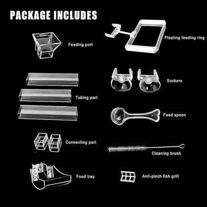 Aquarium Fish Shrimp Feeding Dish Set, Transparent Shrimp Feeding Tube, Fish Tank Feeding Supplies with Feeding Ring Cleaning Brush