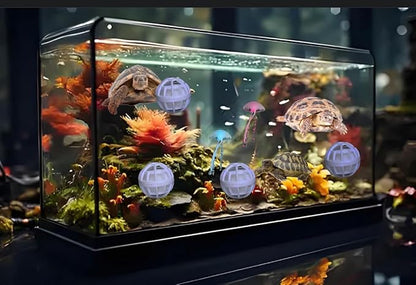 10 pcs Turtle Feeder Accessory Square Turtle Feeding Ring with Suction Cup Nitrifying Balls Tortoise Ball Toy Tortoise Aquatic Toys Fish Goldfish Guppy Koi Puffer Food Holder Tank Floating Feeder