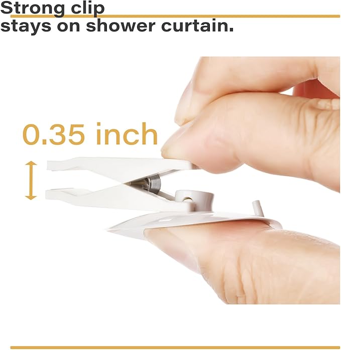 6 Packs Shower Curtain Clips with Suction Cup to Prevent Water Splashing Out, Windproof Splash Guard | Just Press Clip onto Wall| White