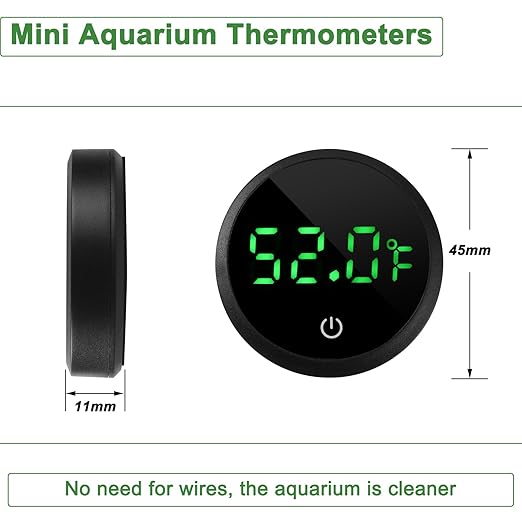 Aquarium Thermometer Digital Fish Tank Thermometer Led Display Fish Tank Temperature Gauge Accurate Thermometer to ±1℉ for Betta Axolotl Turtle Tank (with Spare Battery)