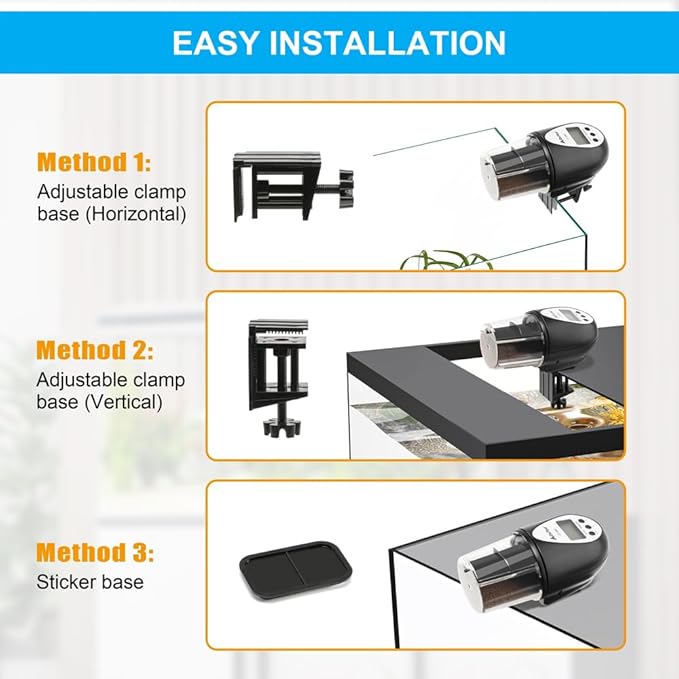 Aquarium Automatic Fish Feeder for Small Tank Auto Fish Food Dispenser Timer Vacation Betta Feeder with Moisture-Proof Air Hole and LCD Display
