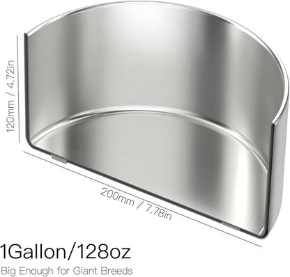 1Gallon Double Layer 304 Stainless Steel Dog Bowl - Insulated & Durable | Non-Slip Base | Easy to Clean | BPA-Free Safe Dog Water Bowl[128oz for Large Giant Breeds]