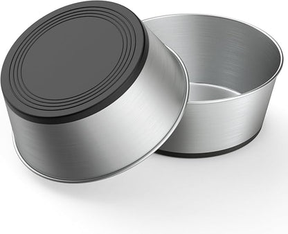 304 Stainless Steel Dog Bowls Set of 2, Anti Rust Metal & Non Slip Rubber Base, Heavy Duty Large Feeding Dishes, Food Grade BPA Free, Food and Water Bowl for Large Dogs (64oz, 8cup)