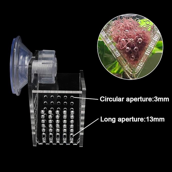Aquarium Cone Red Worm Feeder Acrylic V-Shape Automatic Fish Feeder Brine Shrimp Food Feeding Cup with Suction Cup