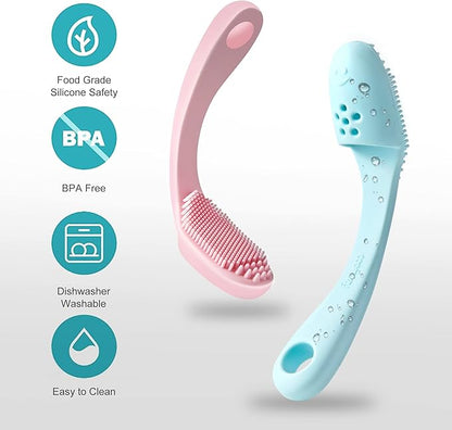 Coomazy Dog Finger Toothbrush, Dog Tooth Brushing Kit with Food Grade Silicone, Easily Clean Teeth Dirt, Suitable for Medium and Large Dogs, 2-Packs, Blue+Pink