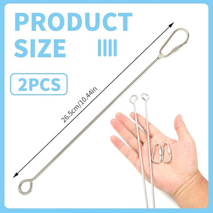 2 Pcs Bird Treats Skewer Hanging Parrot Fruit Feeder, 10.6 Inch Stainless Steel Bird Cage Food Holder and Skewer for Fruit, Durable Foraging Toy Suitable for Parakeets, Conures, and Other Small Birds