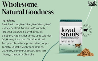 Freeze Dried Raw Dog Food - Premium Beef Flavor with High Protein and Grain Free Dog Food for Small or Large Breeds and Picky Eaters - Versatile as Meal Topper, Snack, and Treats, 5 Oz