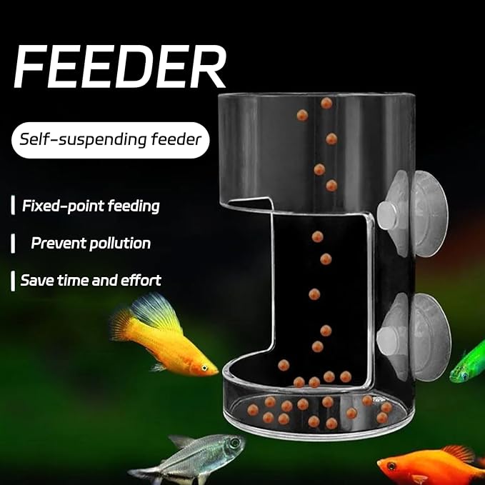 2 Pcs Fish Tank Feeding Tray with Suction Cup,Fish Feeding Tube,Automatic,Food Feeder,Feeder Automatic Dispenser for All Kinds of Food Tanks Bowls Accessories