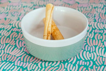 Waggo Dipper Ceramic Dog Bowl for Small and Large Breeds - Heavyweight and Durable Pet Food and Water Dish Crock, Dishwasher Safe, Modern (Mint, Medium)