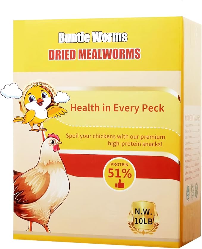 10LB Dried Mealworms, 100% Natural, Non-GMO Meal Worms, Dried for Chickens, Wild Birds, Reptile, Hamster, Hedgehog, Pigeon
