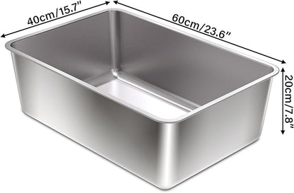 Stainless Steel Litter Box, XXL Extra Large Cat Litter Box,High-Sided Metal Litterbox for Big Cat,Multiple Cats,Easy to Clean,Non Stick and No Smell,23.6x15.7x8inch