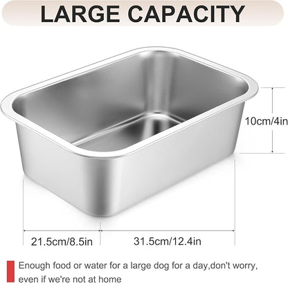 2 Pcs Stainless Steel Bowls for Large Dogs High Capacity Metal Dogs Food and Water Bowls for Big Pets