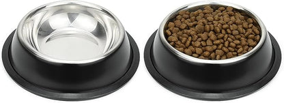 Stainless Steel Dog Bowls, Food and Water Non Slip Anti Skid Stackable Pet Puppy Dishes for Small, Medium and Large Dogs (2 Pack)