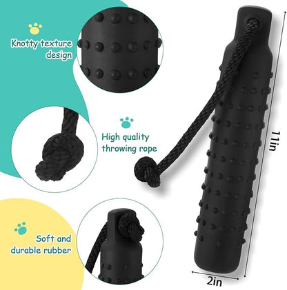 4 Pcs Dog Float Bumper Toy Training Bumper, Water Toys Dummy Outdoor 11 x 2 Inch Puppy Lightweight for Float on The Water Pool Fetch for Small, Medium, Large Dogs(White and Black)