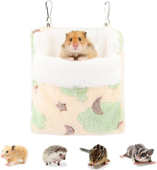 Sugar Glider Sleeping Pouch Bag, Warm Hamster Hammock Pouch Sack Small Pet Hanging Bed for Hamster Rat Hedgehog Squirrel and Other Small Animal (Green)