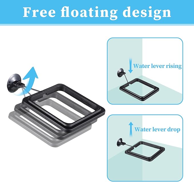2 Pcs Fish Feeding Feeder Square Betta Feeding Ring Floating Food Feeder with Suction Cup Aquarium Accessories for Goldfish Guppy Small Fish