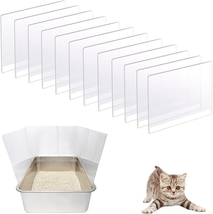 12PCS Cat Litter Box Pee Shields,Transparent Easy Clean Splash Guard for Open Top Litter Pan 14.5×11.5in- Litter Box Not Included(12PC)