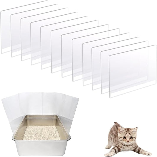 12PCS Cat Litter Box Pee Shields,Transparent Easy Clean Splash Guard for Open Top Litter Pan 14.5×11.5in- Litter Box Not Included(12PC)