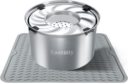 1.5 Gal Dog Water Bowl No Spill, 5.6L Stainless Steel Bowls and Non-Slip Dog Bowl Mats for Food and Water, Silicone Pet Feeding Mats for Floors Waterproof