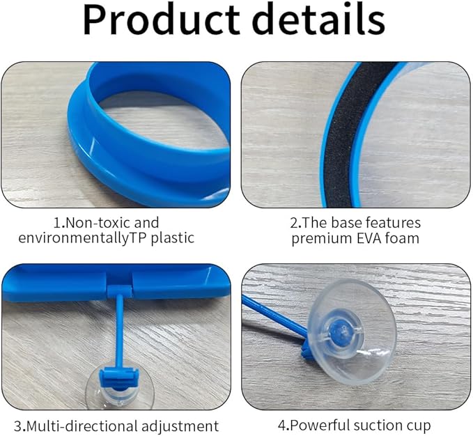 2Pcs Thicken Fish Feeding Rings Blue Mixed Shape Floating Food Feeder Circle with Suction Cup for Fishes Tank Aquarium Turtle Betta Goldfish Small Fish Feeding Accessories Duckweed Ring