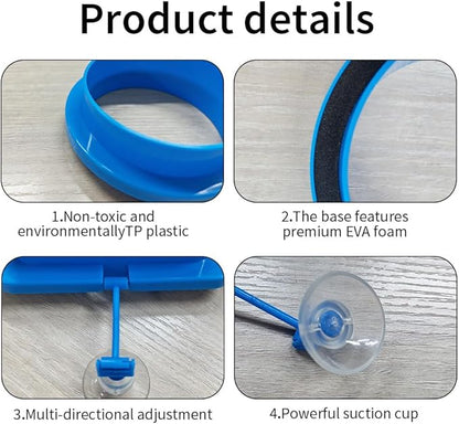 2Pcs Thicken Fish Feeding Rings Blue Mixed Shape Floating Food Feeder Circle with Suction Cup for Fishes Tank Aquarium Turtle Betta Goldfish Small Fish Feeding Accessories Duckweed Ring