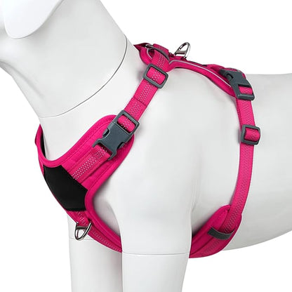 Plutus Pet No Pull Dog Harness, Release at Neck, Soft Padded, Reflective Adjustable Dog Vest Harness for Small, Medium, Large Dogs(Hot Pink, S)