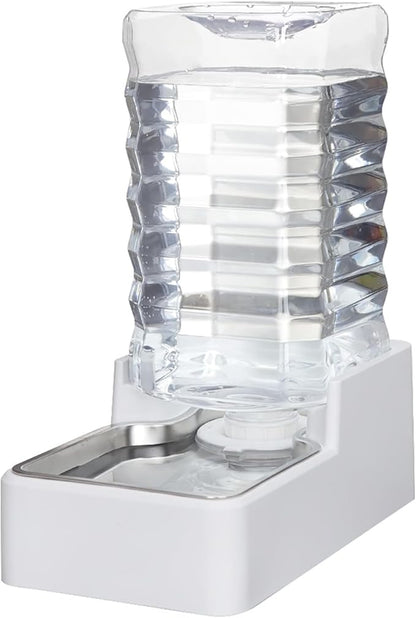 Automatic Dog Water Dispenser: White 9L Stainless Steel Gravity Feeder - BPA-Free Large Capacity for Pets