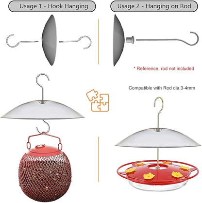 8" Mini Weather Cover for Bird Feeder - Clear 2 PC x Small Protective Dome Cover Against Rain/Snow/Sun - Dia. 20CM