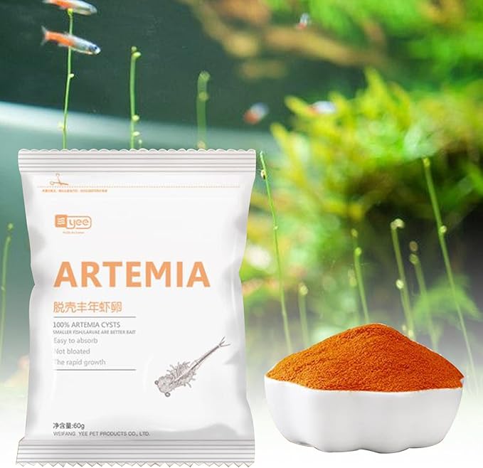 60G Brine Shrimp Shelling Eggfood Aquarium Hatching Tropic Fish Food for Feeding Baby Fishes Artemia Shelling Eggs