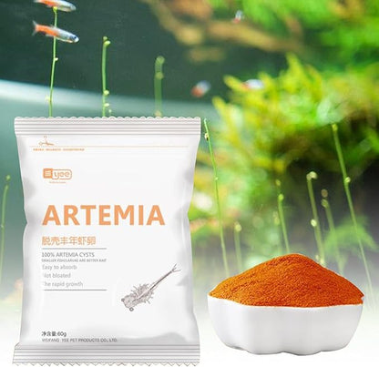 60G Brine Shrimp Shelling Eggfood Aquarium Hatching Tropic Fish Food for Feeding Baby Fishes Artemia Shelling Eggs