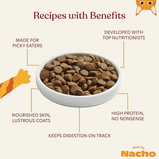 Made by Nacho Dry Cat Kibble 4lb Bag, High Protein and Grain-Friendly Premium Cat Food, Cage-Free Chicken & Pumpkin Recipe, Infused with Bone Broth for Hydration, Limited Ingredients, Single Bag