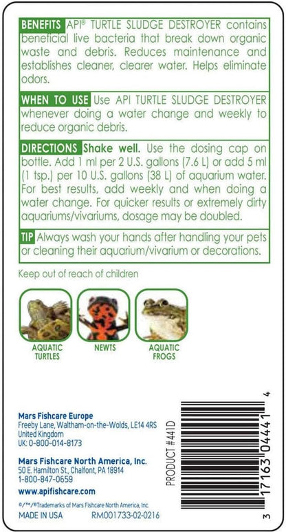 API TURTLE SLUDGE DESTROYER Aquarium Cleaner and Sludge Remover Treatment 4-Ounce Bottle
