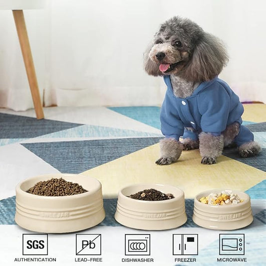 Sweejar Gradient Dog Bowl, Ceramic Dog Food Dish for Puppy and Kitten, Porcelain Pet Bowl for Food and Water 8 oz (Gradient Navy)