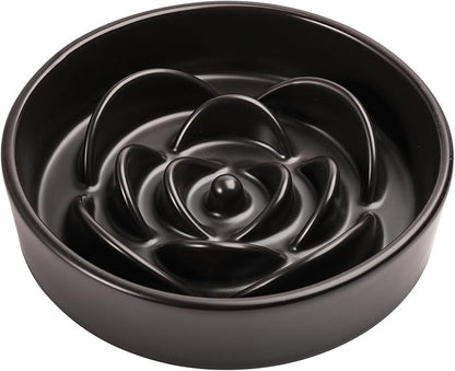 8.26 in Black Dog Bowl Slow Feeder Ceramic for Medium and Large Breed,Slow Feeding Dog Food Water Dish Heavy Weighted,Puppy Dish for Fast Eaters,Puzzle Eating Bowl Modern Maze