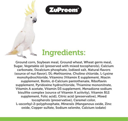ZuPreem VeggieBlend Bird Food, Bird Feed Pellets for Parrots, Conures, Caiques, African Greys, Eclectus & Small Cockatoos, Parrot Food, Conure Diet, Made in USA, (Medium/Large, 3.25 lb)