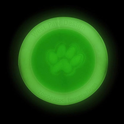 WEST PAW Zogoflex Zisc Dog Flying Disc, High Flying Aerodynamic Disc for Dogs Puppy – Lightweight, Floatable Disc for Fetch, Tug of War, Catch, Play – Doubles as Food/Water Bowl, Small 6.5", Glow