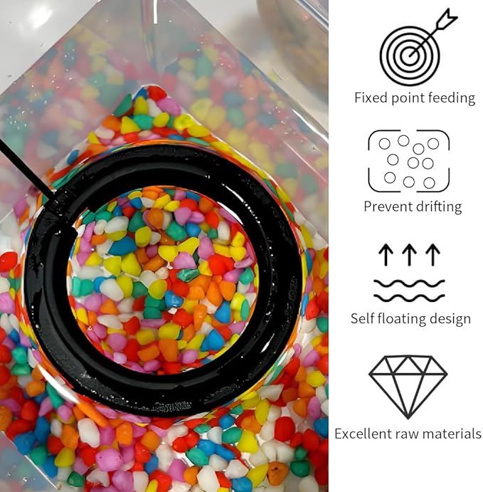2Pcs Fish Feeding Rings Black Round Floating Food Feeder Circle with Suction Cup for Fishes Tank Aquarium Turtle Betta Goldfish Small Fish Feeding Accessories Floating Plant Duckweed Ring