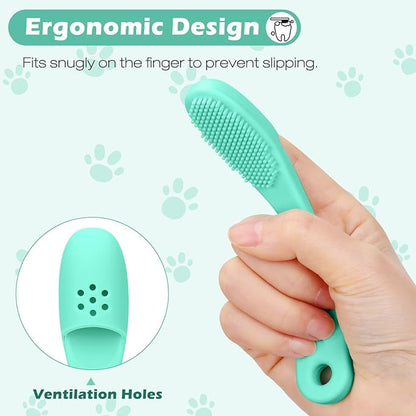 3pcs Dog Finger Toothbrush, Cat Chin Brush with Food-Grade Silicone, Dog Tooth Brushing Kit, Silicone Cleaning Brush for Pet Dental Care