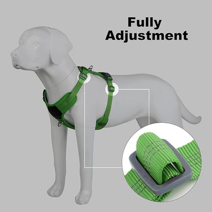 Plutus Pet No Pull Dog Harness, Release at Neck, Soft Padded, Reflective Adjustable Dog Vest Harness for Small, Medium, Large Dogs(Green, L)
