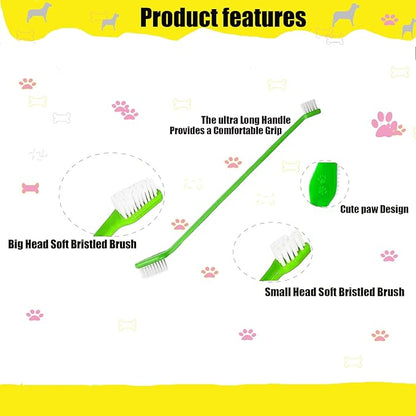 100 Pcs Dog Toothbrush, 70 Pieces Double Headed Toothbrush, 30 Pieces Finger - Suitable for Small/Large Dogs, Cats, and Pets, Soft Bristled Teeth Cleaning, (Multi-Color)