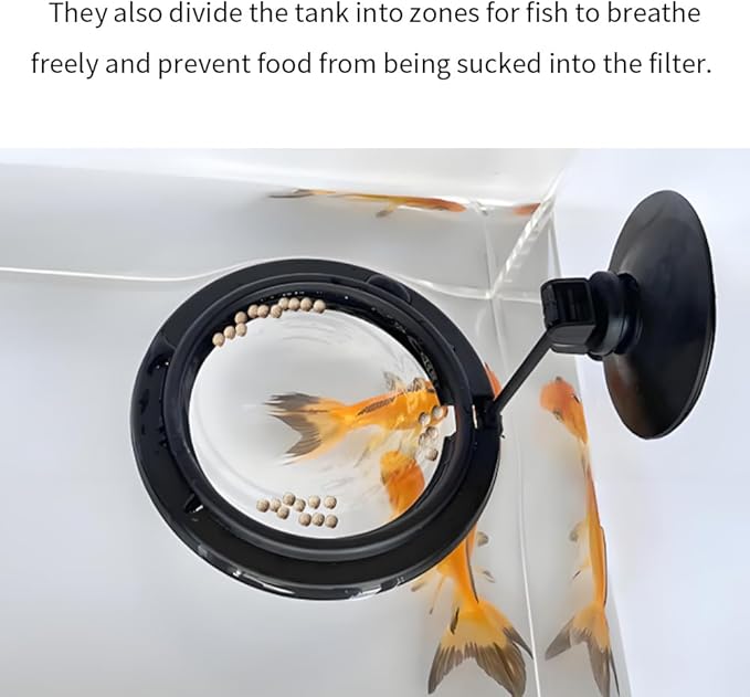 2Pcs Fish Feeding Rings Black Round Floating Food Feeder Circle with Suction Cup for Fishes Tank Aquarium Turtle Betta Goldfish Small Fish Feeding Accessories Floating Plant Duckweed Ring