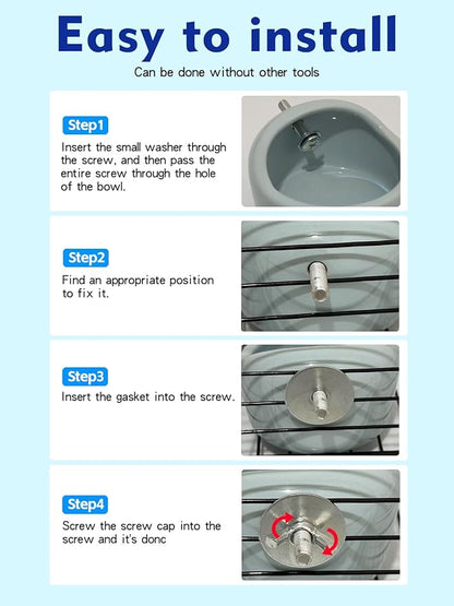 2 Pcs Pet Bird Bowls Ceramic Birds Cage Feeder Hanging Parrot Food Bowl Bird Cage Food Bowls for Budgie Finches Lovebirds Parakeet Cockatiels (Blue)