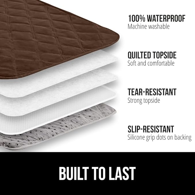 GORILLA GRIP Waterproof Dog Blanket, Couch Cover for Dogs Washable, Protects Sofa, Furniture, Crate, Car, RV Essentials Pet Supplies, Tear and Slip Resistant Leakproof Cushion Cover, 40x50 Brown