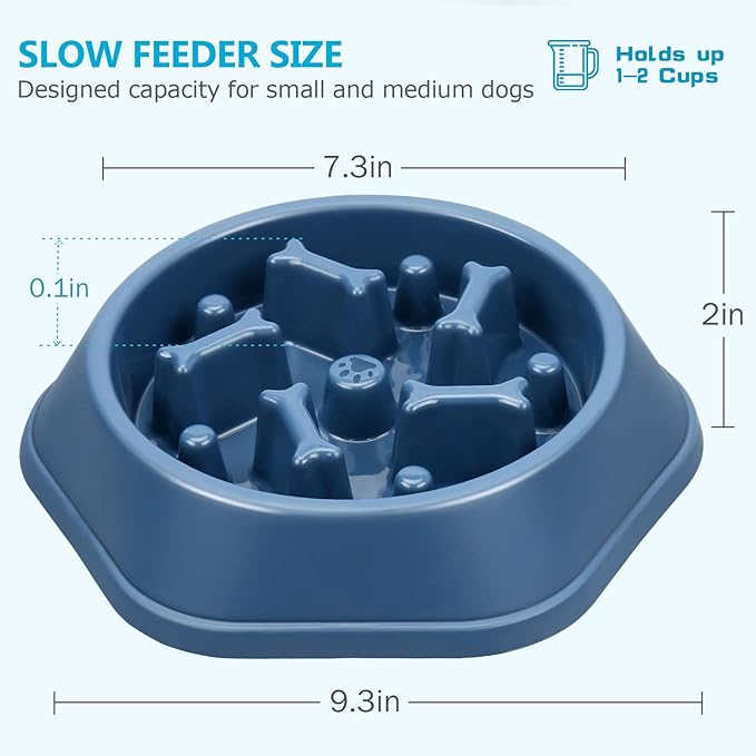 UPSKY Slow Feeder Dog Bowl Anti-Chocking Slower Feeding Pet Puzzle Bowls, Interactive Bloat Stop Dog Food Dishes Non-Slide Dogs Lick Treat for Small Medium