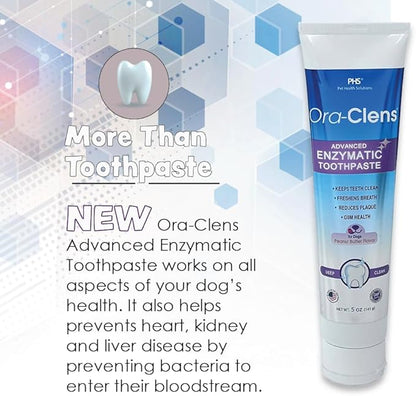 Advanced Enzymatic Toothpaste – Safe and Natural Dog Oral Care Toothpaste – Freshens Breath, Fights Plaque and Reduces Tatar – Tasty Peanut Butter Flavor – 5 Oz