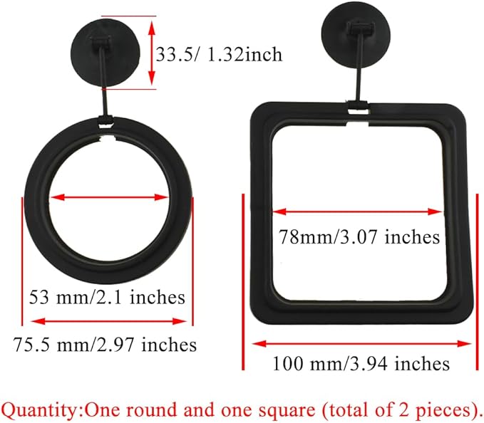 2Pcs Fish Feeding Rings Black Mixed Shape Floating Food Feeder Circle with Suction Cup for Fishes Tank Aquarium Turtle Betta Goldfish Small Fish Feeding Accessories Floating Plant Duckweed Ring