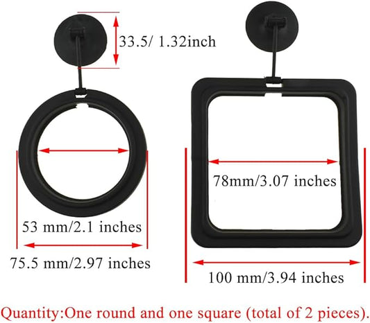 2Pcs Fish Feeding Rings Black Mixed Shape Floating Food Feeder Circle with Suction Cup for Fishes Tank Aquarium Turtle Betta Goldfish Small Fish Feeding Accessories Floating Plant Duckweed Ring