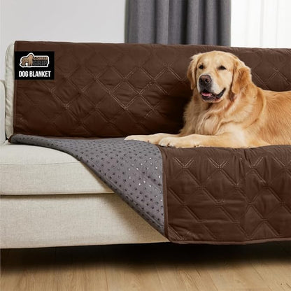 GORILLA GRIP Waterproof Dog Blanket, Couch Cover for Dogs Washable, Protects Sofa, Furniture, Crate, Car, RV Essentials Pet Supplies, Tear and Slip Resistant Leakproof Cushion Cover, 40x50 Brown